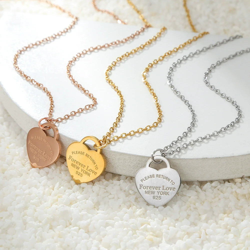 Wholesale Women's Fashion Titanium Steel Heart Pendant Cross Chain Necklace With Electroplating - Image 2