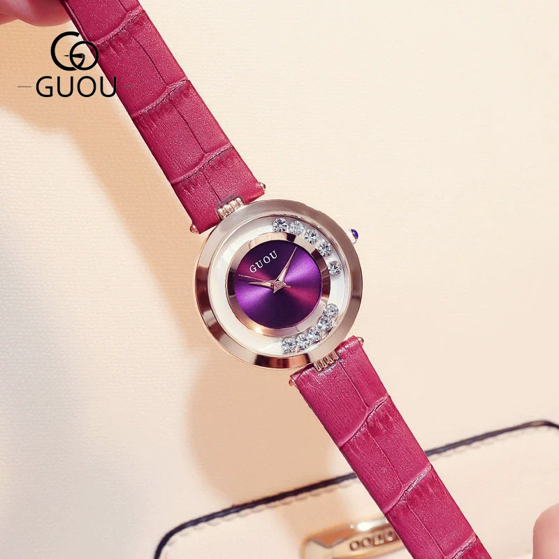 Wholesale Women's Fashionable Elegant Rhinestone Quartz Watch With Genuine Leather Strap And Alloy Case - Image 6