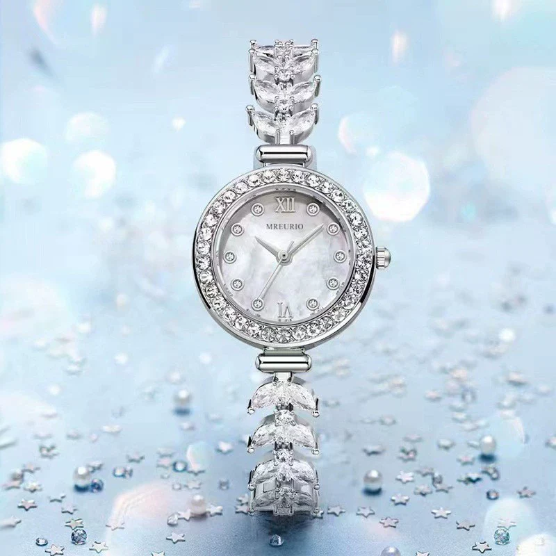Wholesale Women's Fashionable Quartz Watch With Live Explosions Diamondencrusted Shell Mermaid Design Alloy Case And Strap Round Dial - Image 4
