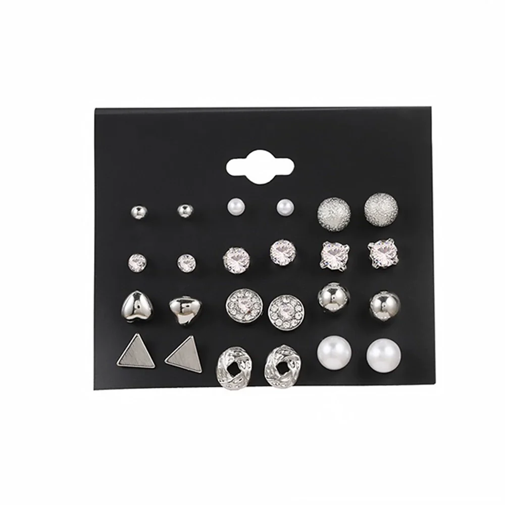 Wholesale Women's Fashionable Simple Versatile Mixed Materials Flower Shaped Earrings Set With Diamonds - Image 13