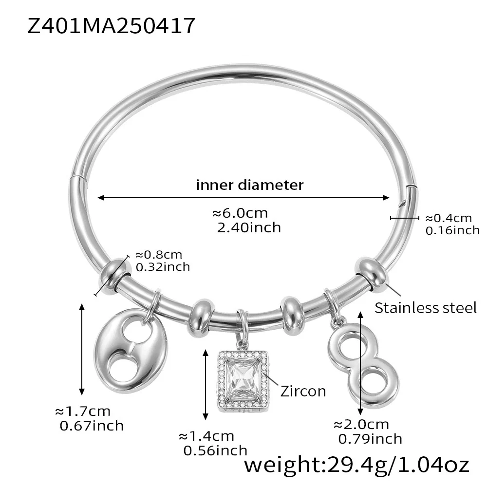 Wholesale Women's Ferris Wheel Multiaccessory Pig Nose 8Shaped Zircon Stainless Steel 18K Gold Plated Fashion Geometric Bracelet - Image 7