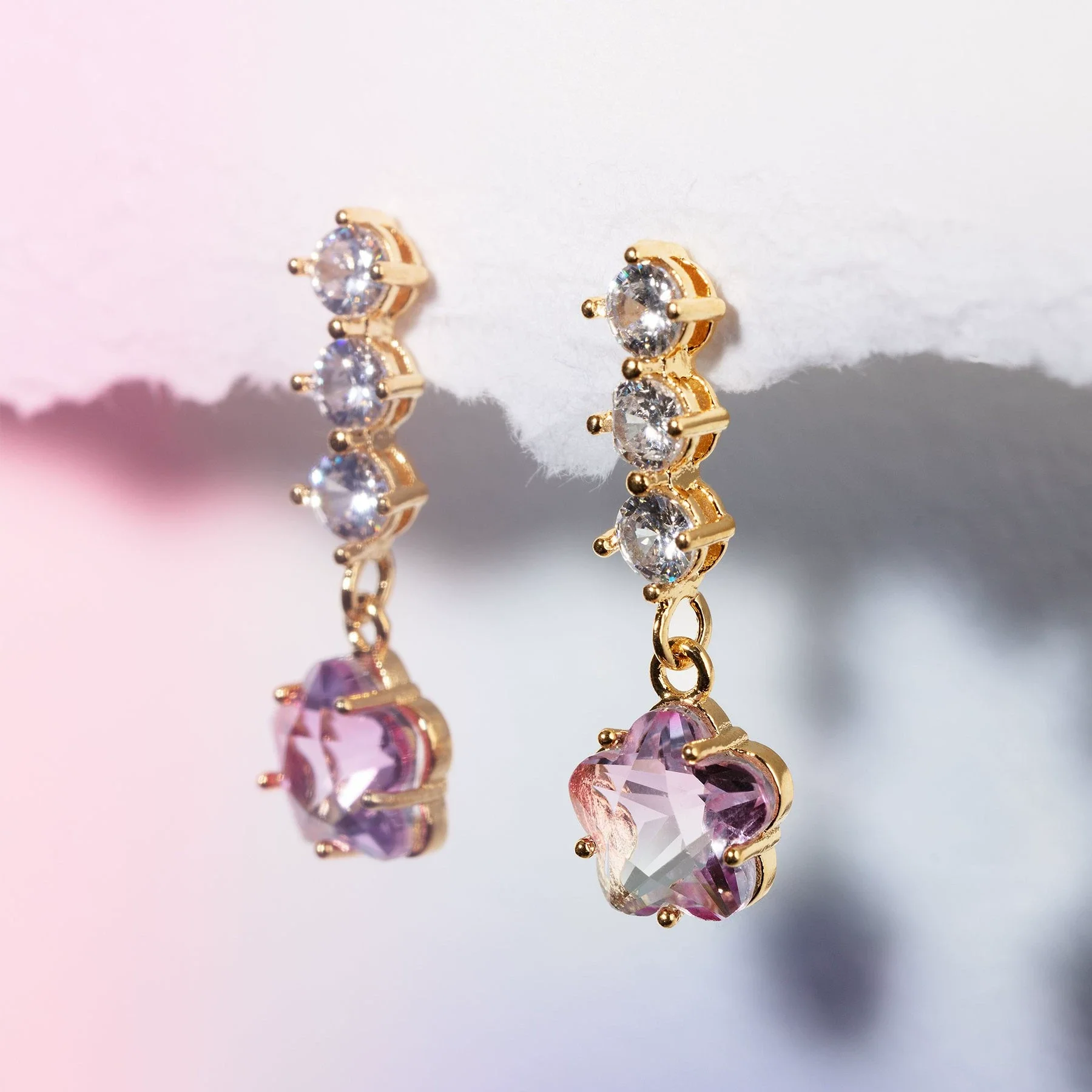 Wholesale Women's Flower Earrings Brass Star Pattern Microinlaid Zircon Diamond Design - Image 3
