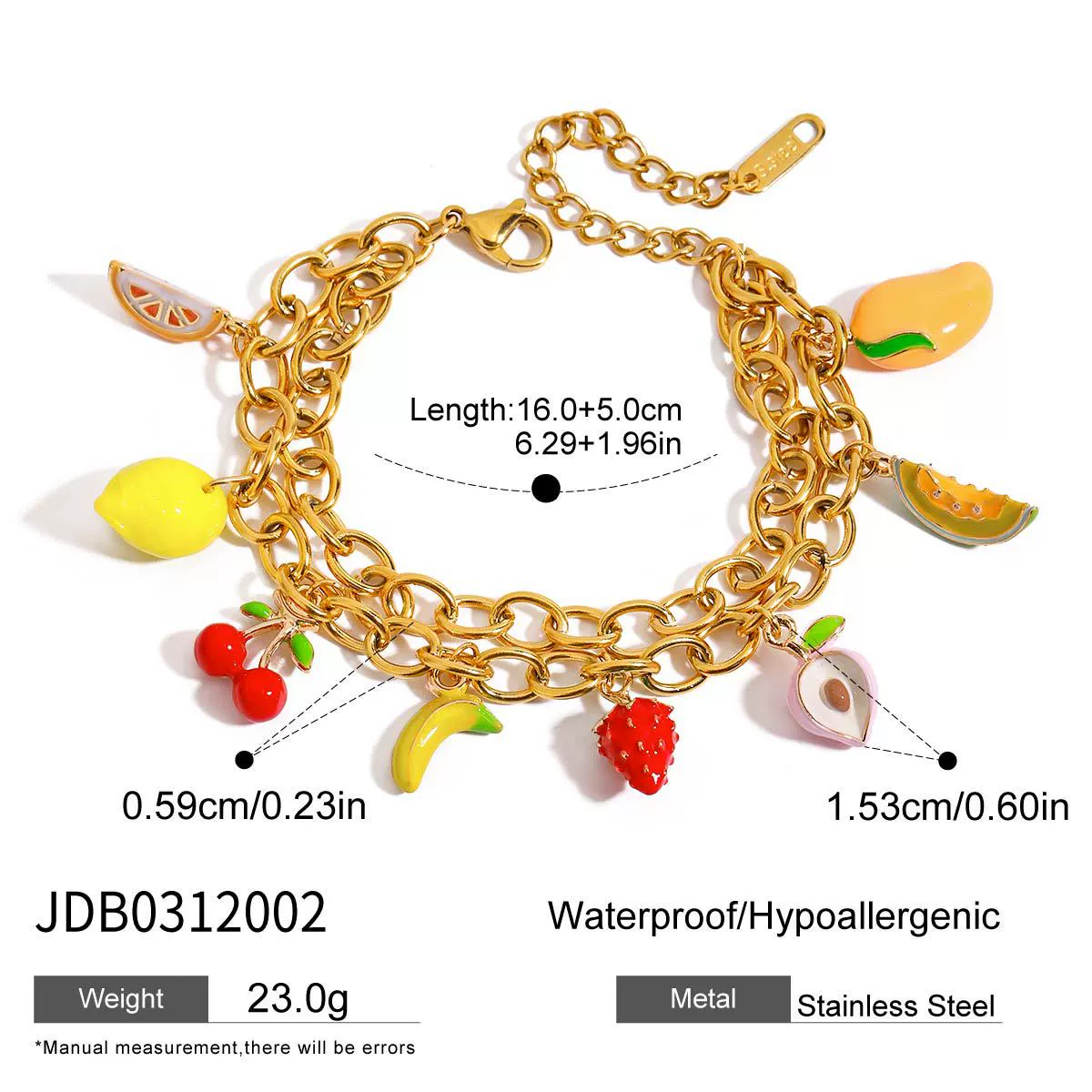 Wholesale Women's Fruit Pattern Titanium Steel And Stainless Steel Electroplated Pendant Necklace With Water Wave Chain - Image 8