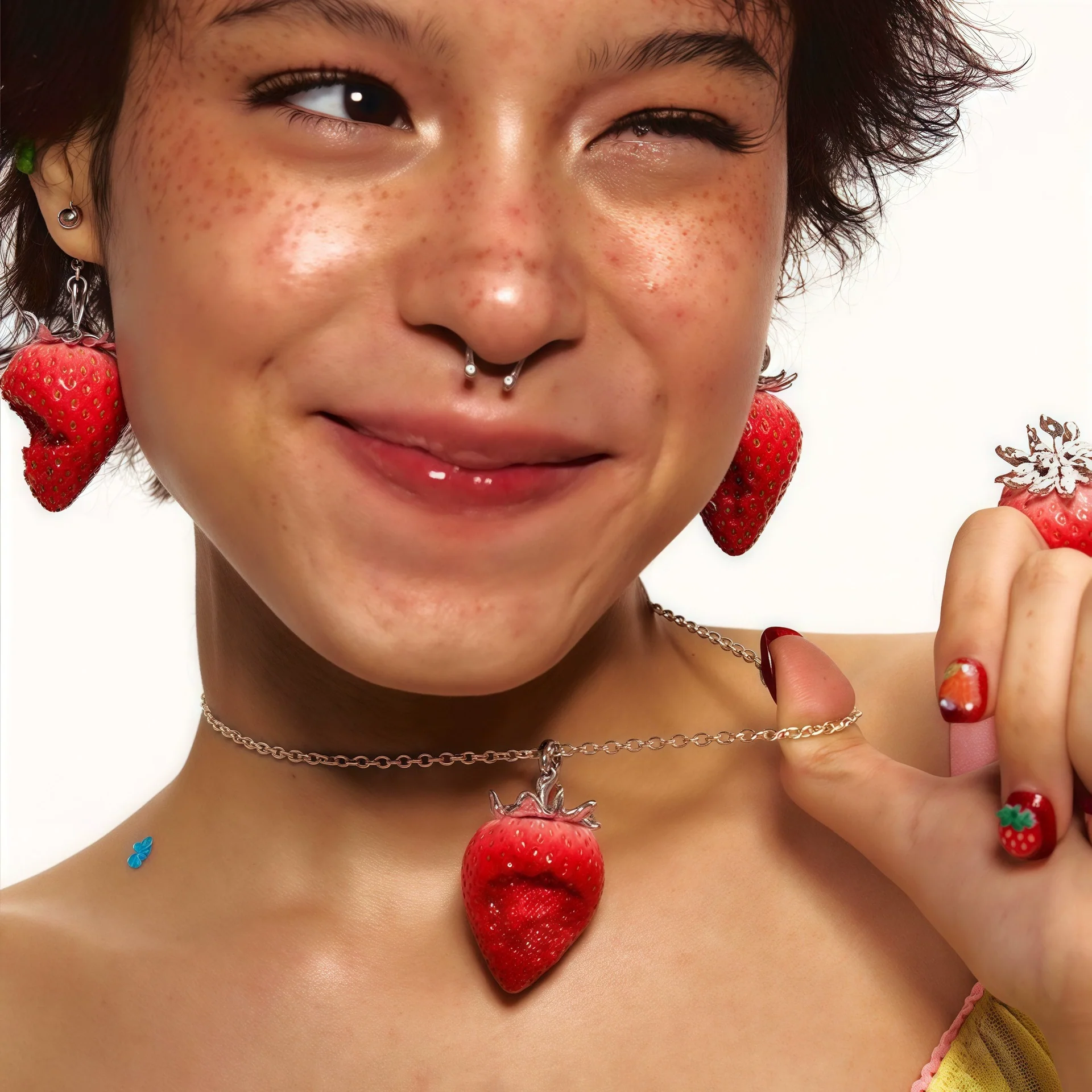 Wholesale Women's Fruit Shaped Copper Resin Electroplated Ochain Pendant Necklace