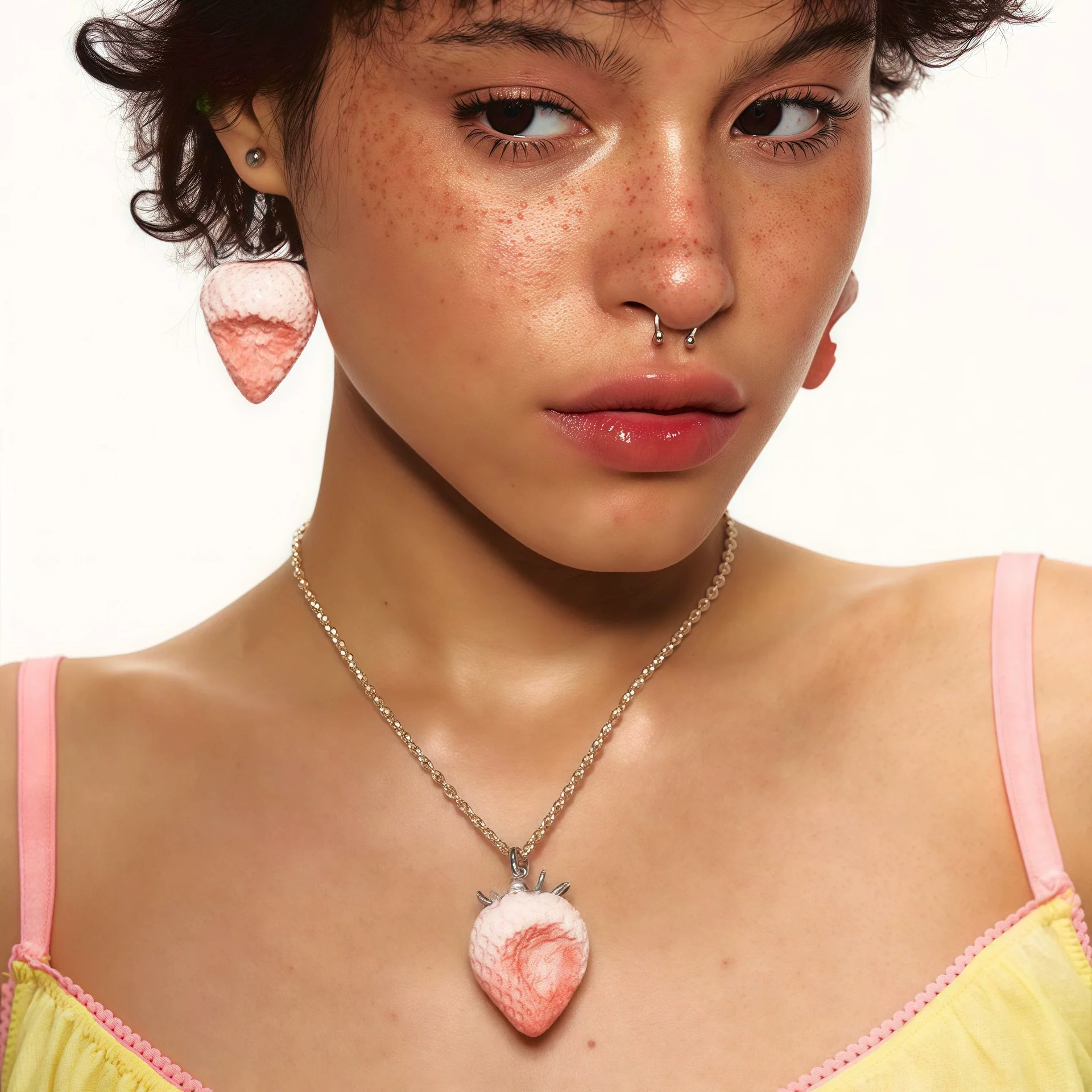 Wholesale Women's Fruit Shaped Copper Resin Electroplated Ochain Pendant Necklace - Image 5