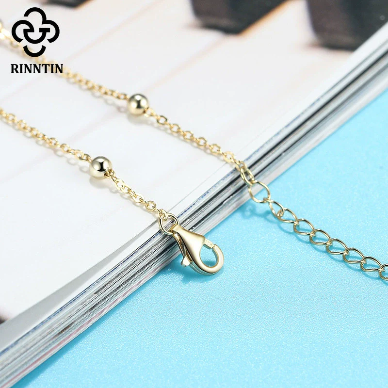 Wholesale Women's Geometric 925 Sterling Silver Anklet With Platinum Transfer Beads - Image 3