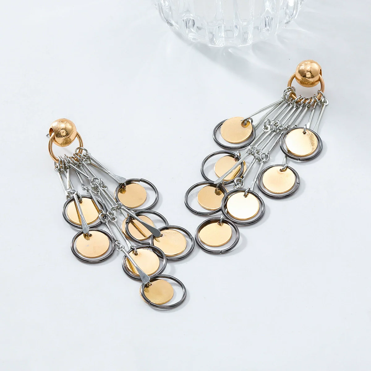 Wholesale Women's Geometric Alloy Electroplated Ear Tassel Earrings - Image 3