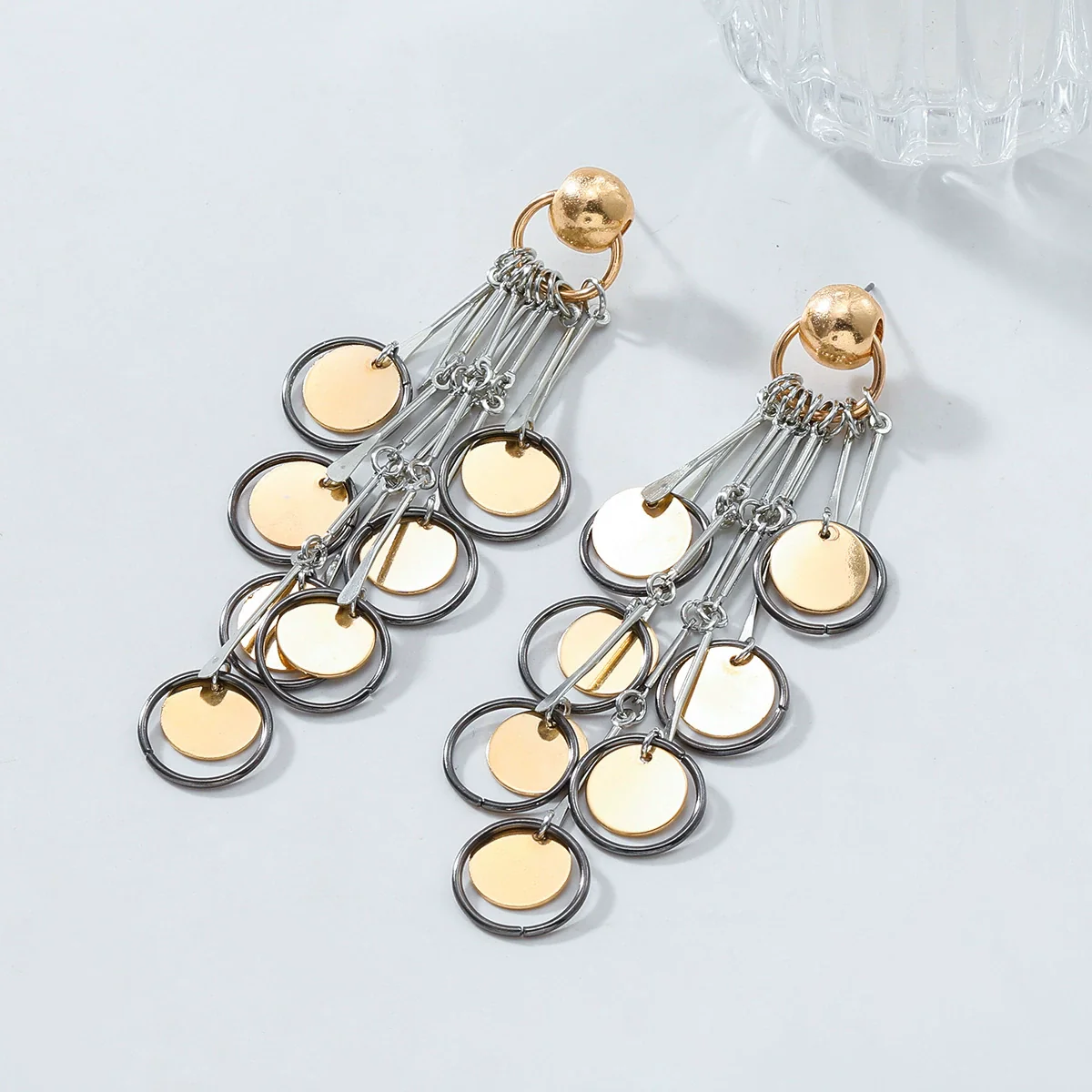 Wholesale Women's Geometric Alloy Electroplated Ear Tassel Earrings - Image 4
