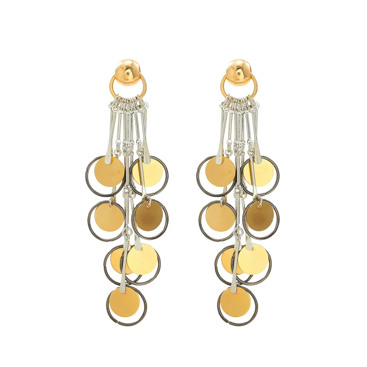 Wholesale Women's Geometric Alloy Electroplated Ear Tassel Earrings - Image 5