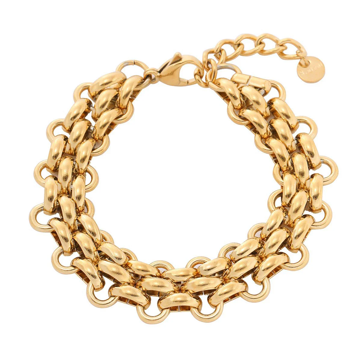 Wholesale Women's Geometric And Heart Shape 18K Gold Electroplated Stainless Steel Bracelet In Fashion Style - Image 5