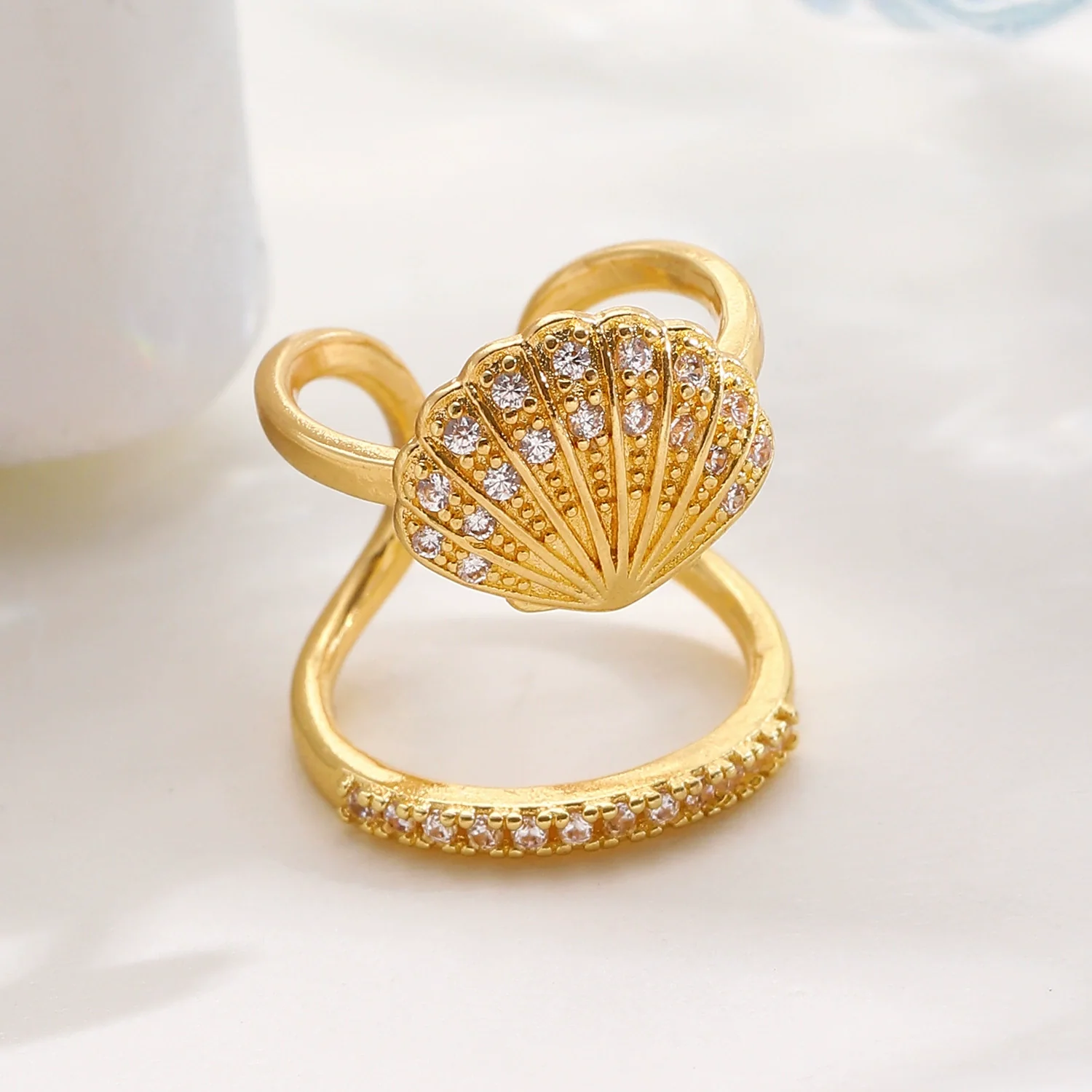 Wholesale Women's Geometric Animal Style Copper Zircon Electroplated Openstyle Nail Rings - Image 7