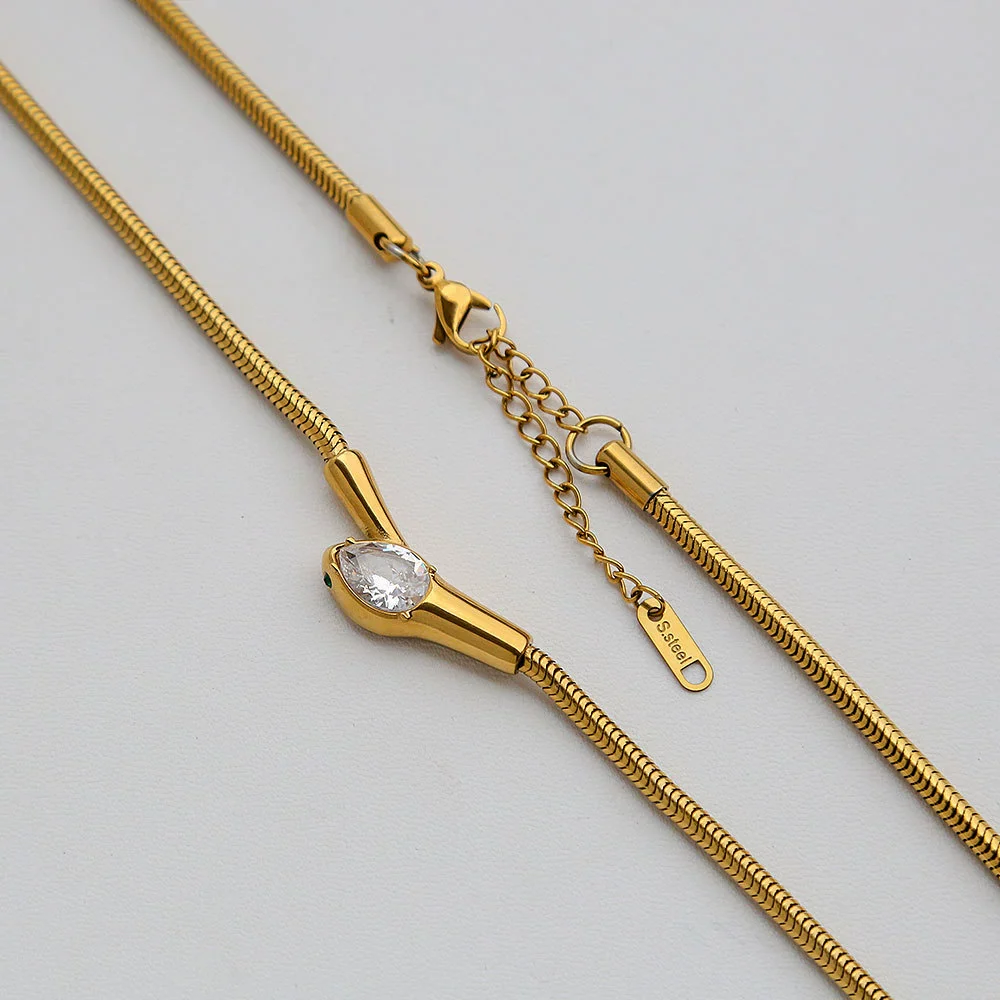 Wholesale Women's Geometric Beaded Fanshaped Turquoise Titanium Steel Goldplated Pendant Necklace - Image 6