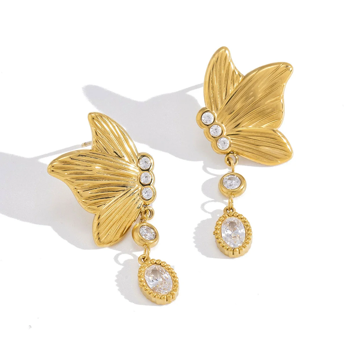 Wholesale Women's Geometric Butterfly Pendant Earrings Stainless Steel Vacuum Real Gold Plated - Image 5