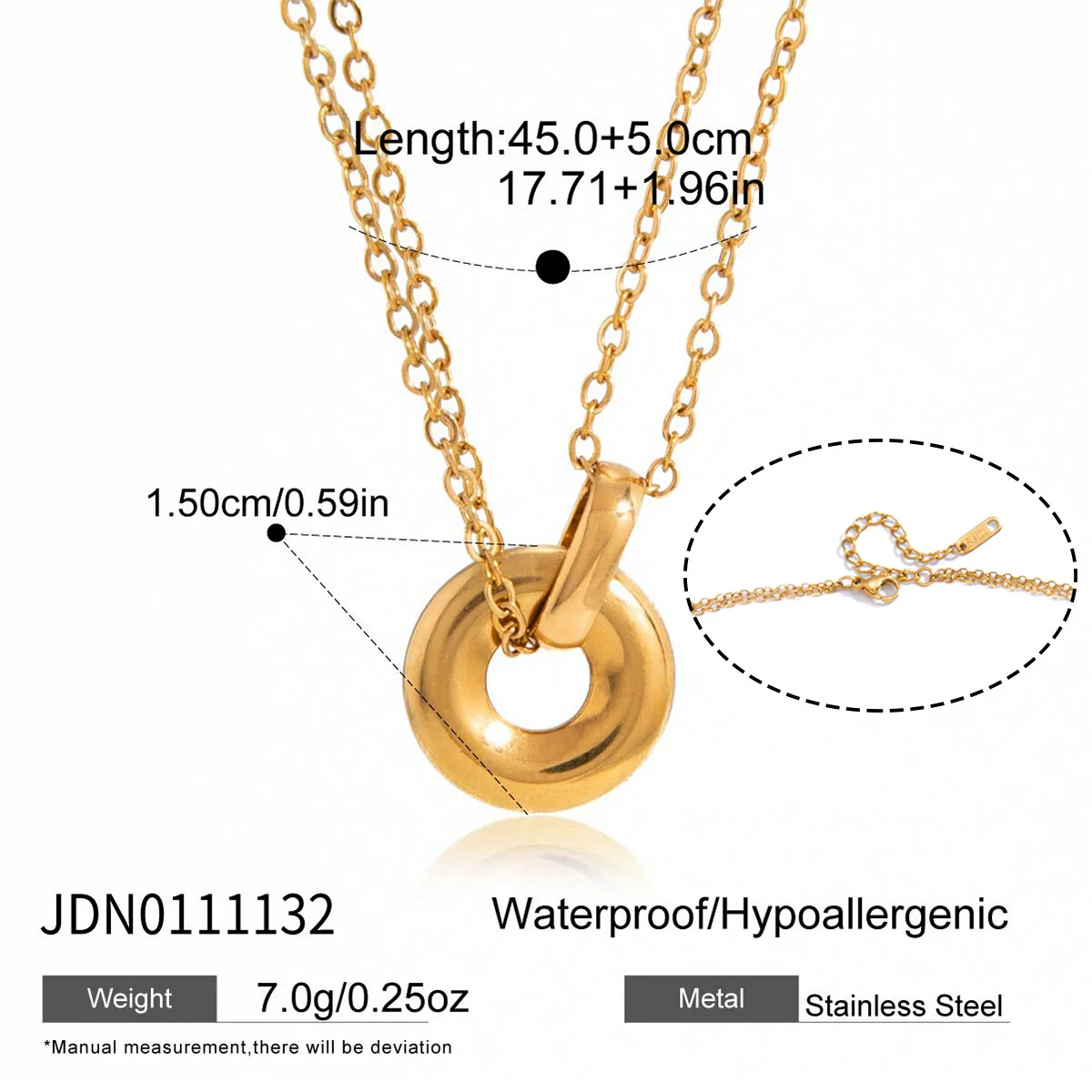 Wholesale Women's Geometric Circle Pattern Titanium Steel And Stainless Steel Electroplated Necklace And Bracelet Jewelry Set - Image 7