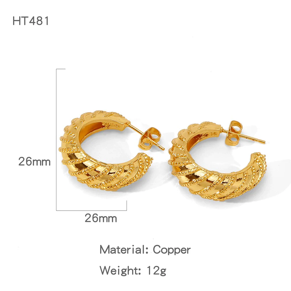 Wholesale Women's Geometric Copper Earrings With Texturized Electroplating - Image 6