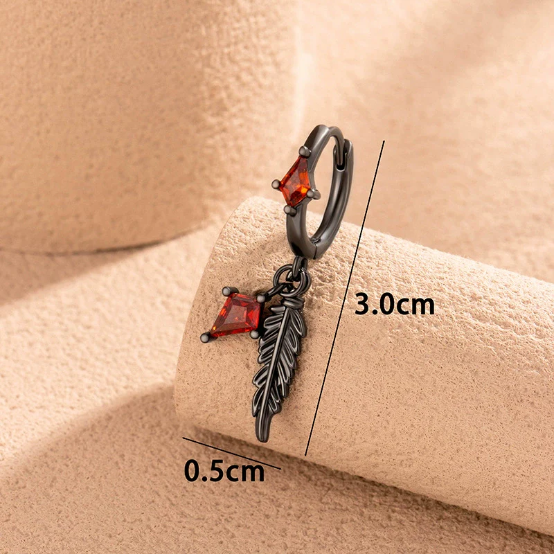 Wholesale Women's Geometric Copper Feather Diamond Zircon Earrings Electroplating Style - Image 3