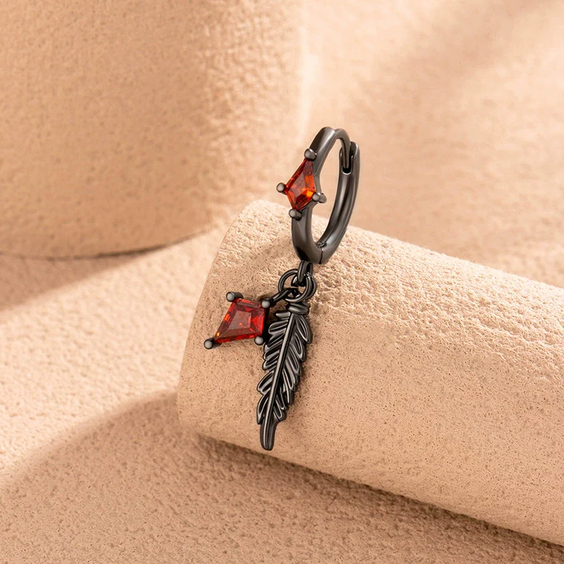 Wholesale Women's Geometric Copper Feather Diamond Zircon Earrings Electroplating Style - Image 7
