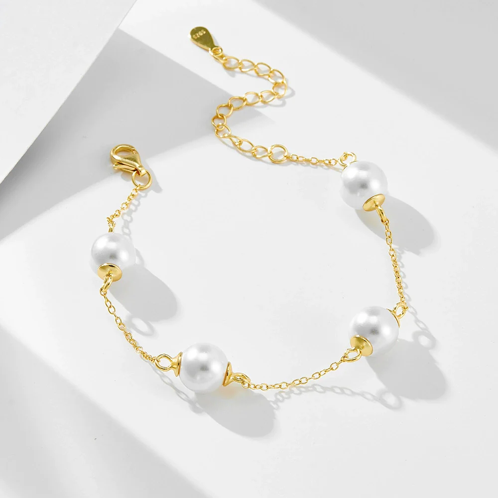 Wholesale Women's Geometric Diamond 925 Sterling Silver Beaded Bracelet - Image 2