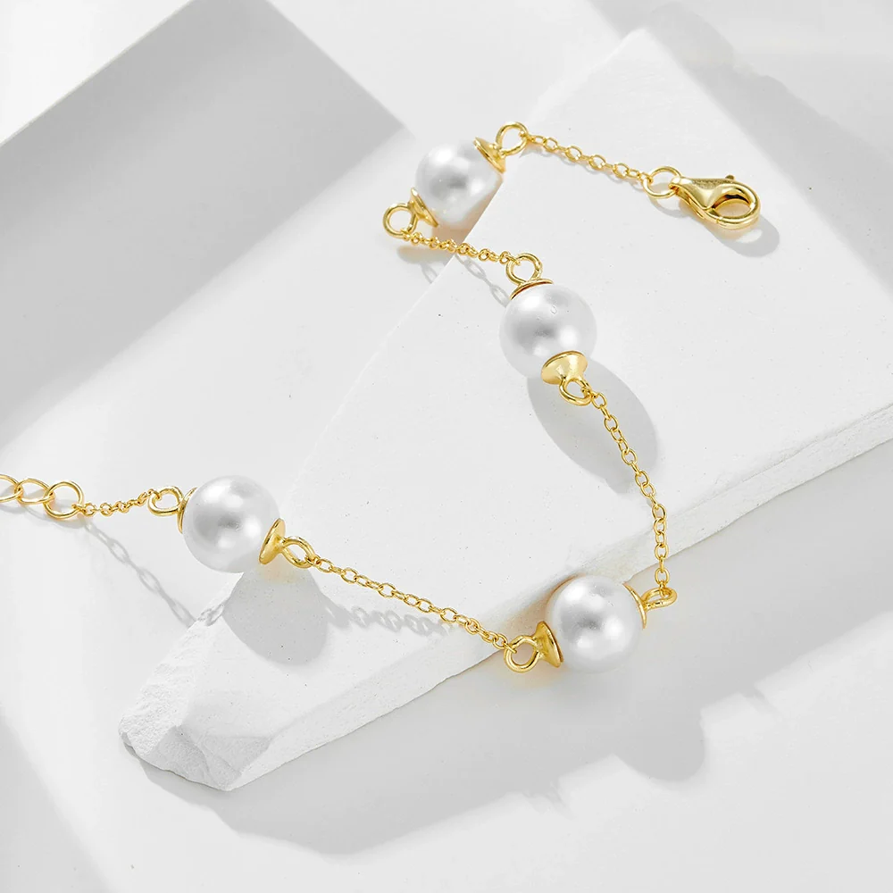 Wholesale Women's Geometric Diamond 925 Sterling Silver Beaded Bracelet - Image 3