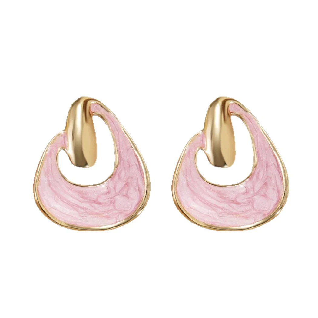 Wholesale Women's Geometric Dripping Oil Stainless Steel Earrings - Image 5