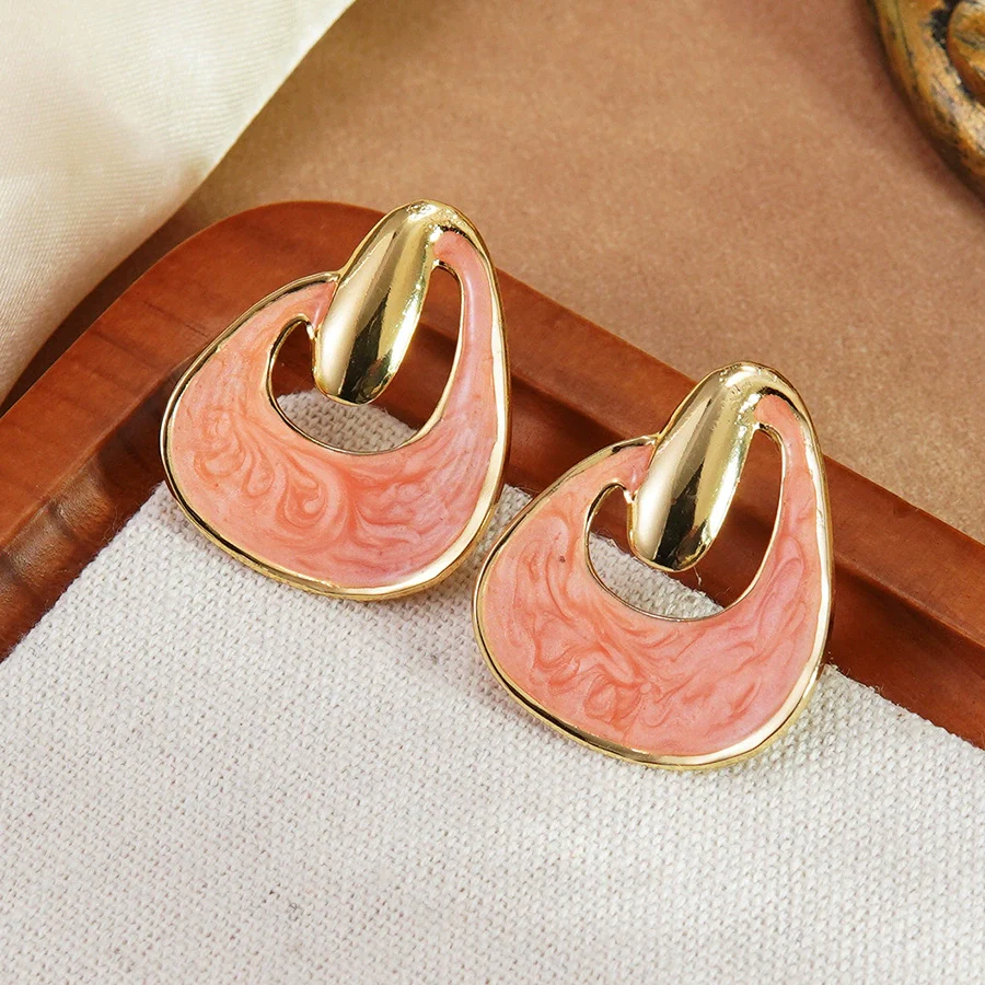 Wholesale Women's Geometric Dripping Oil Stainless Steel Earrings - Image 6