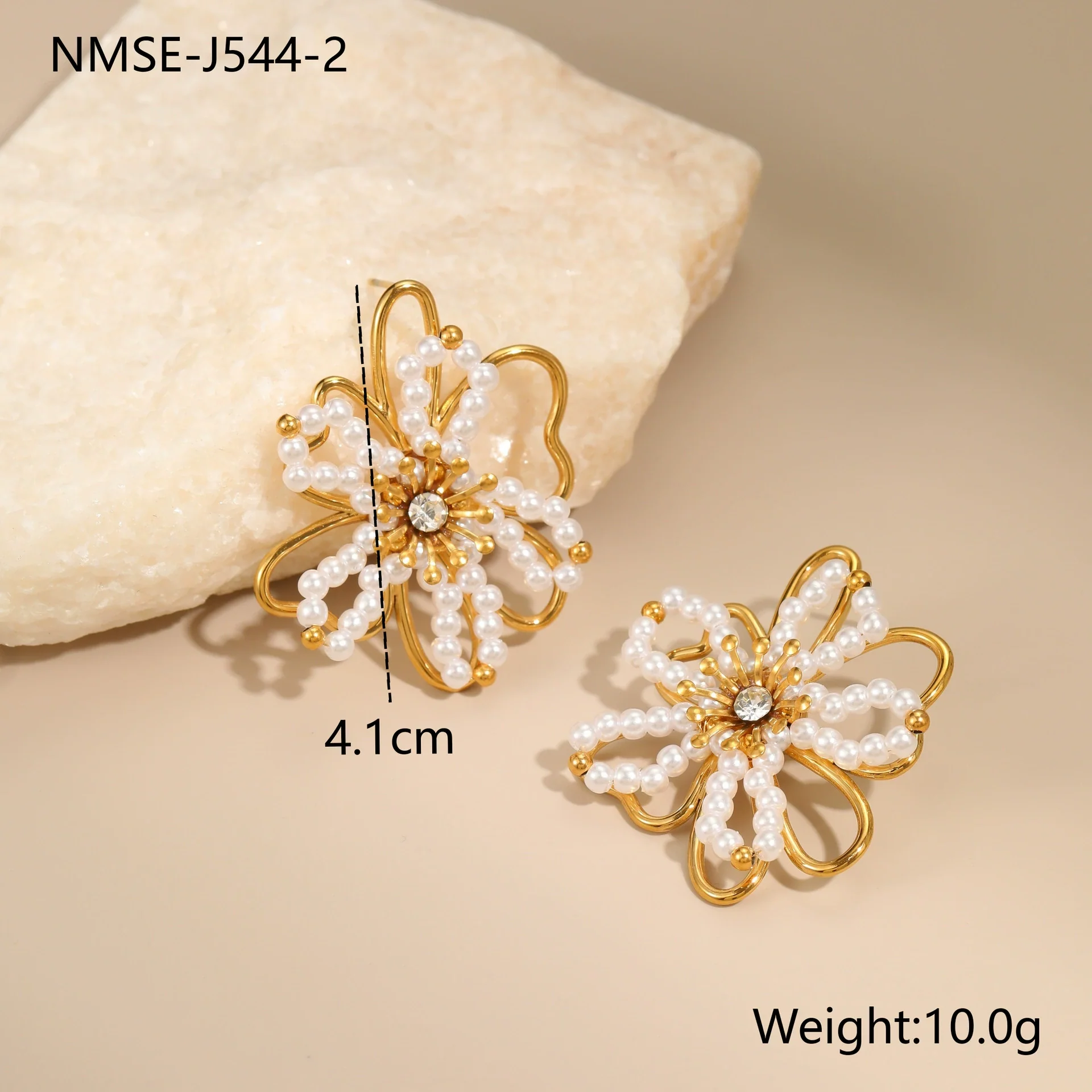 Wholesale Women's Geometric Flower Beaded Stainless Steel Electroplated Earrings Fashion Jewelry - Image 7