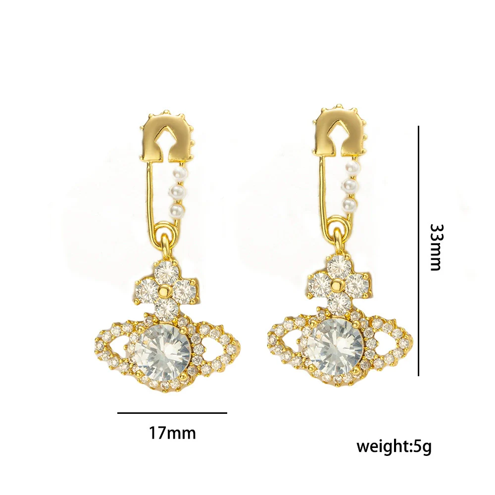 Wholesale Women's Geometric Gold Plated Copper Earrings Light Luxury Style - Image 5