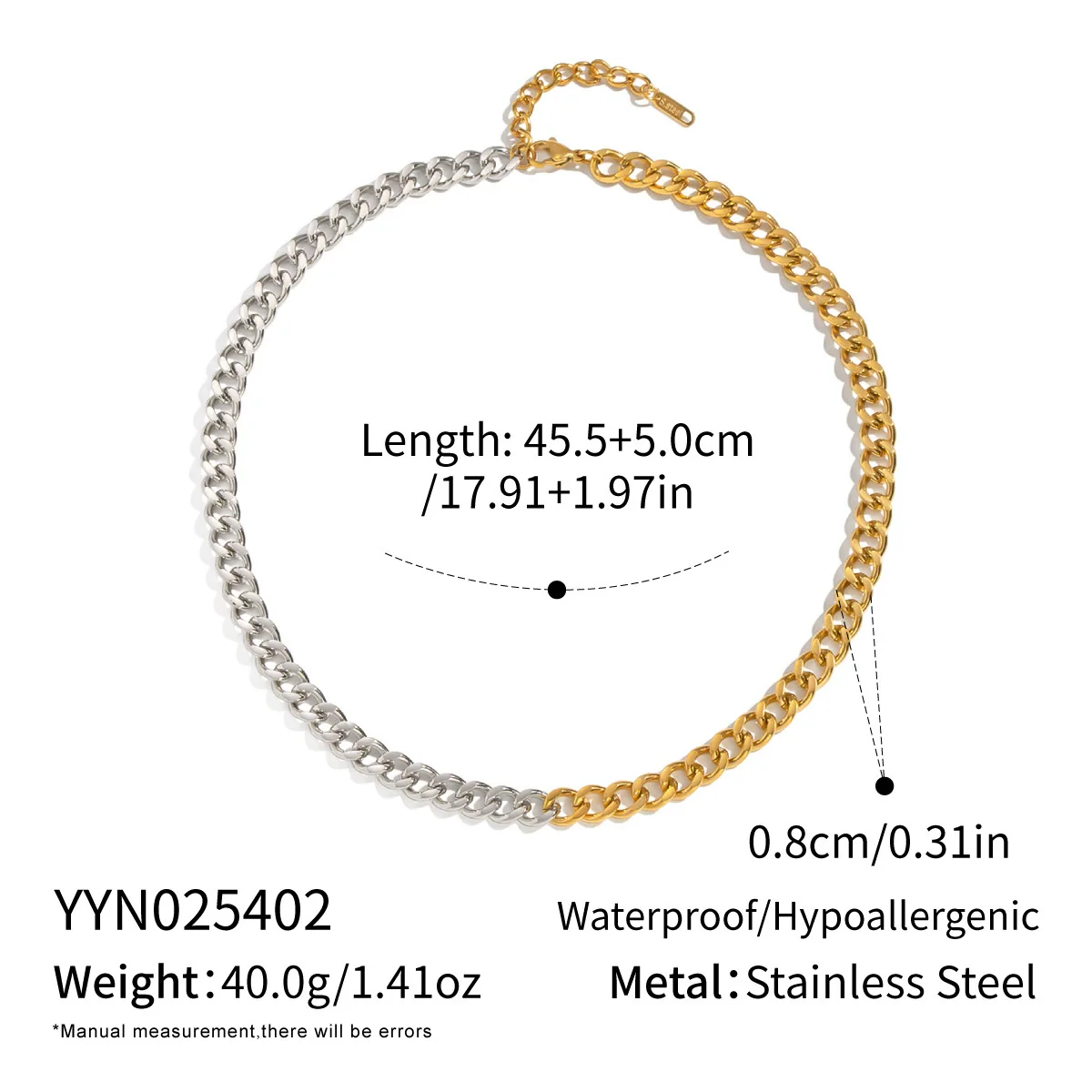 Wholesale Women's Geometric Gold Plated Stainless Steel Chain Necklace - Image 6