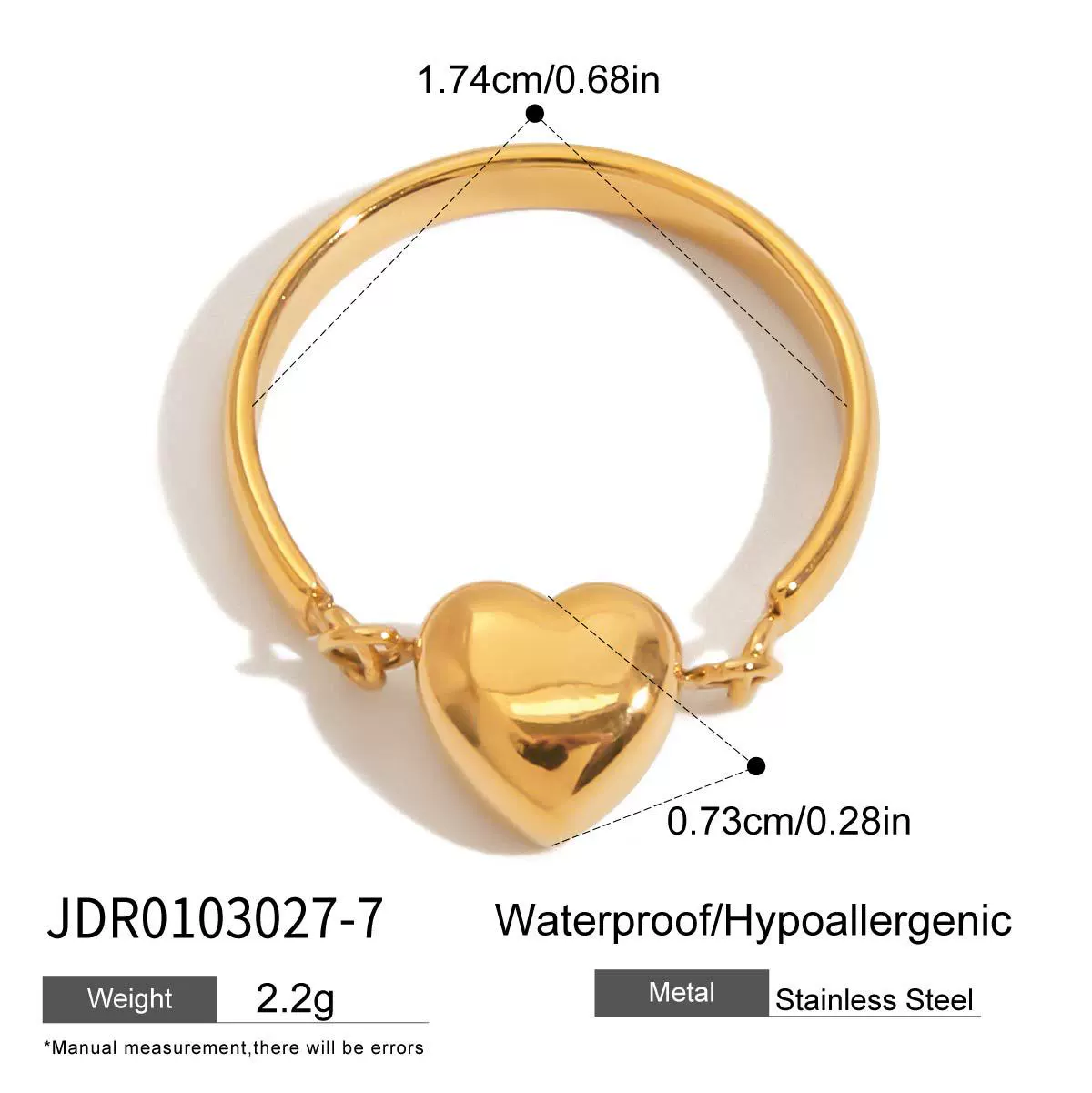 Wholesale Women's Geometric Heart Electroplated Stainless Steel Earrings - Image 9