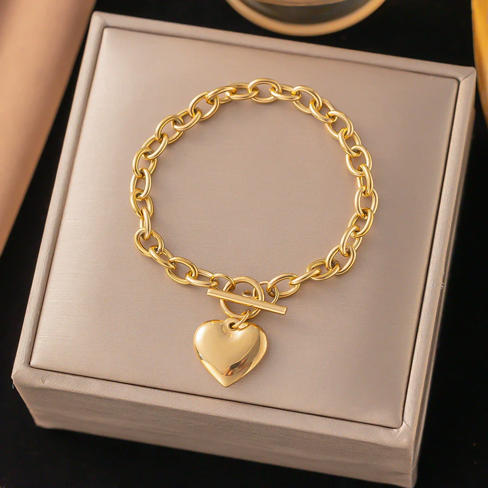 Wholesale Women's Geometric Heart Shape Electroplated Titanium Steel Bracelet Highend Accessory - Image 44