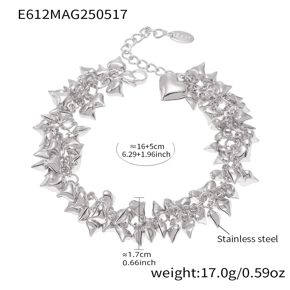 Wholesale Women's Geometric Heart Splicing Tassel Stainless Steel Goldplated Bracelet Fashionable Accessories - Image 7