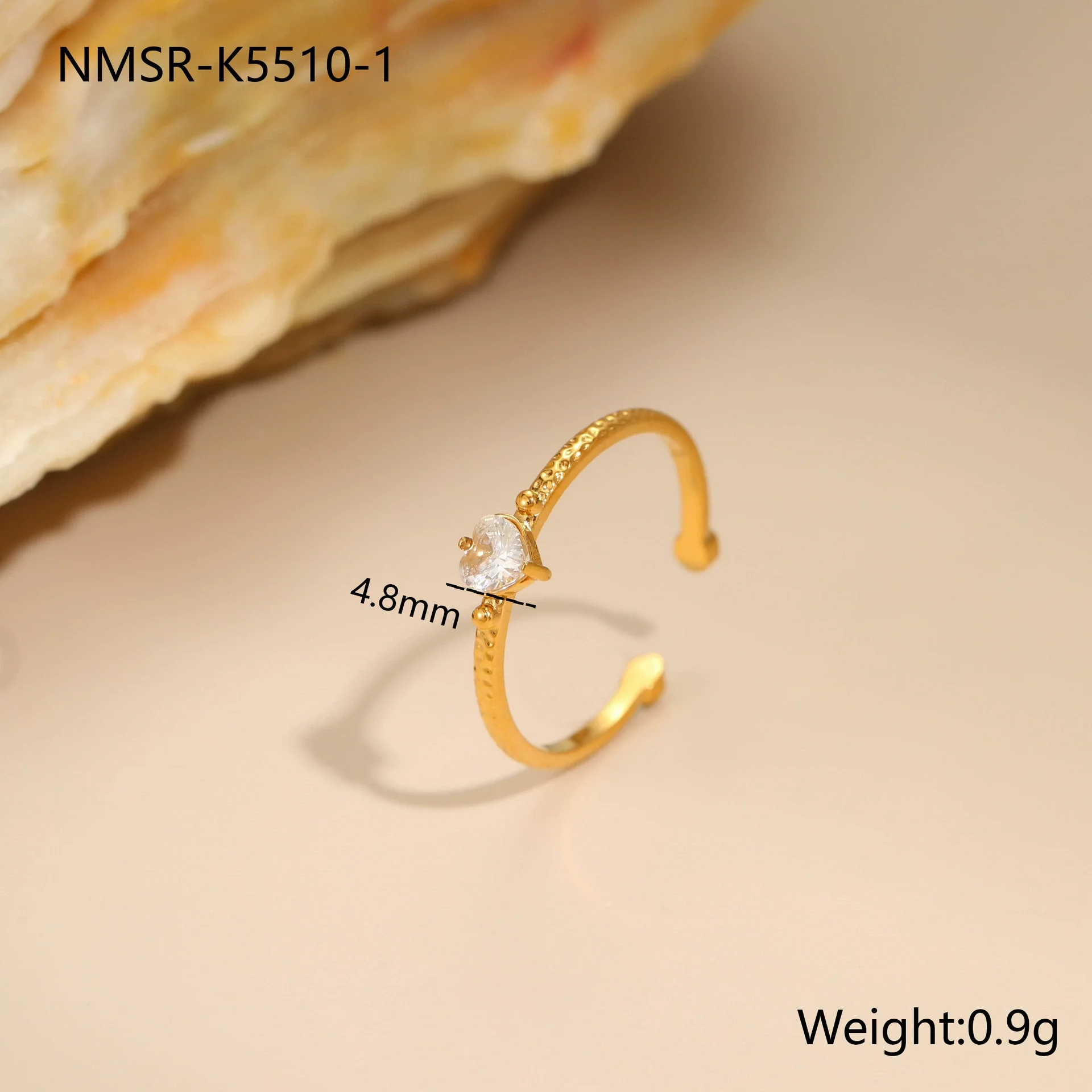 Wholesale Women's Geometric Heart Stainless Steel Electroplated Ring - Image 6
