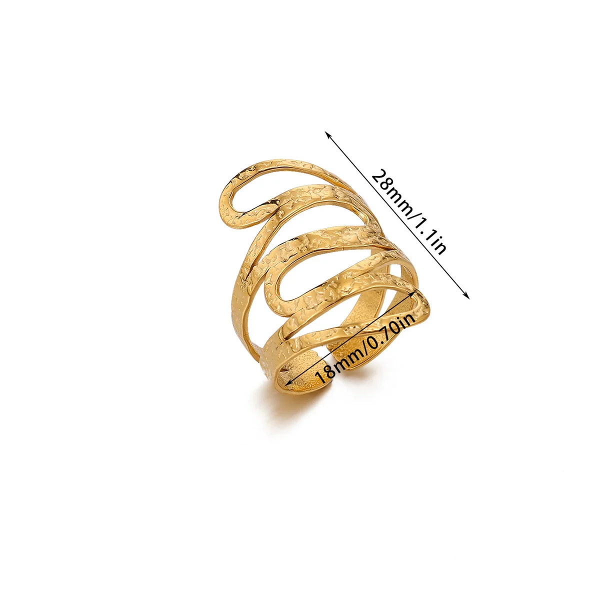 Wholesale Women's Geometric Hollow Flower Goldplated Inlaid With Gold Stainless Steel Zircon Ring With Fruit Shape And Pattern Light Luxury Style - Image 12