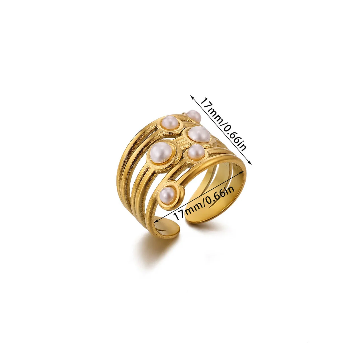 Wholesale Women's Geometric Hollow Flower Goldplated Inlaid With Gold Stainless Steel Zircon Ring With Fruit Shape And Pattern Light Luxury Style - Image 6