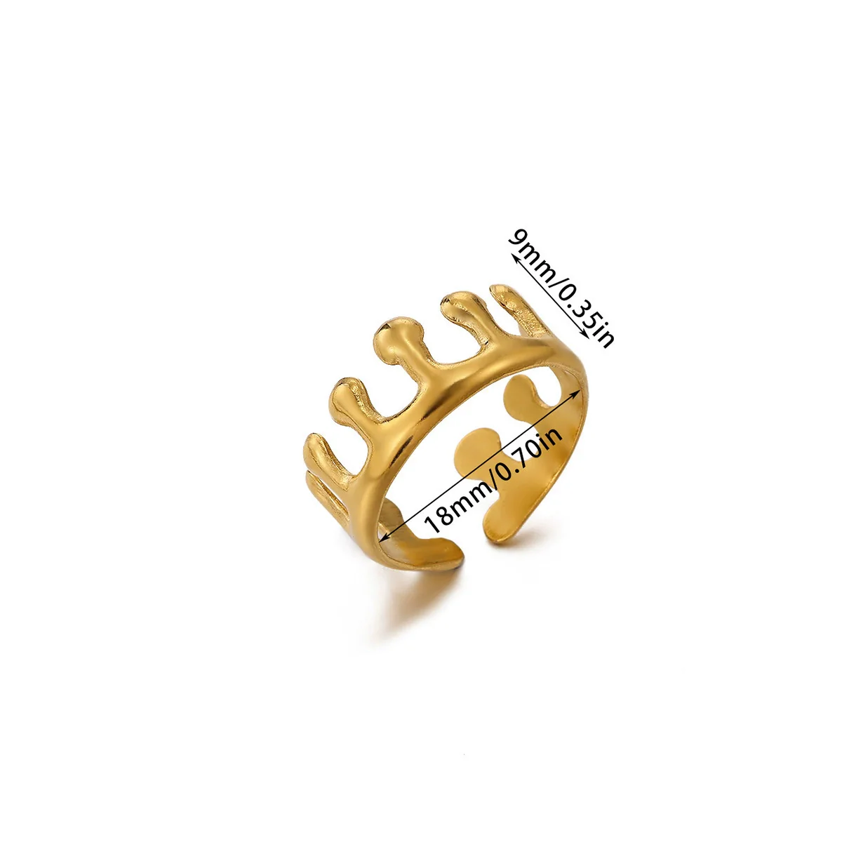 Wholesale Women's Geometric Hollow Flower Goldplated Inlaid With Gold Stainless Steel Zircon Ring With Fruit Shape And Pattern Light Luxury Style - Image 8
