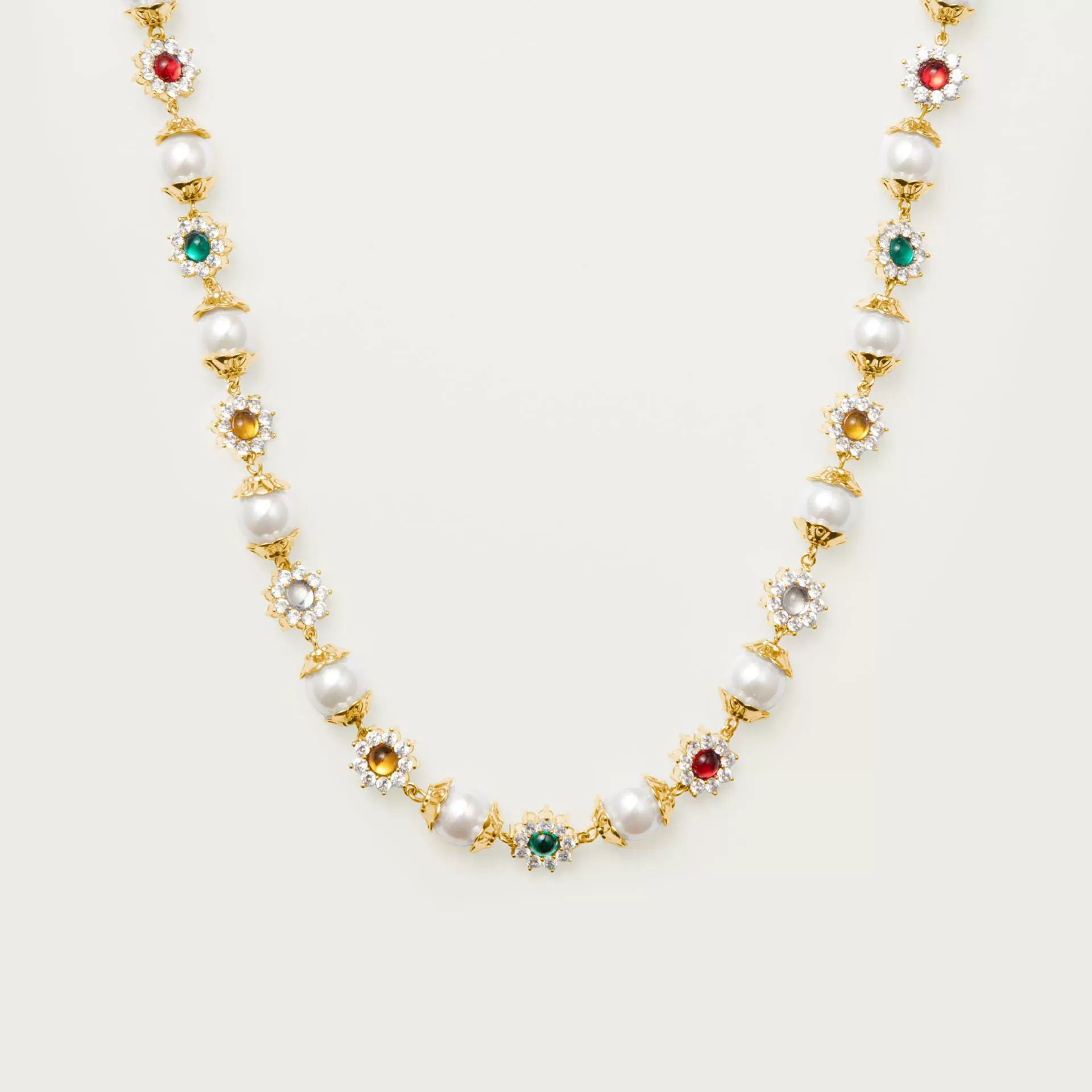 Wholesale Women's Geometric Imitation Pearl Electroplated 18K Gold Hand Chain Necklace - Image 6