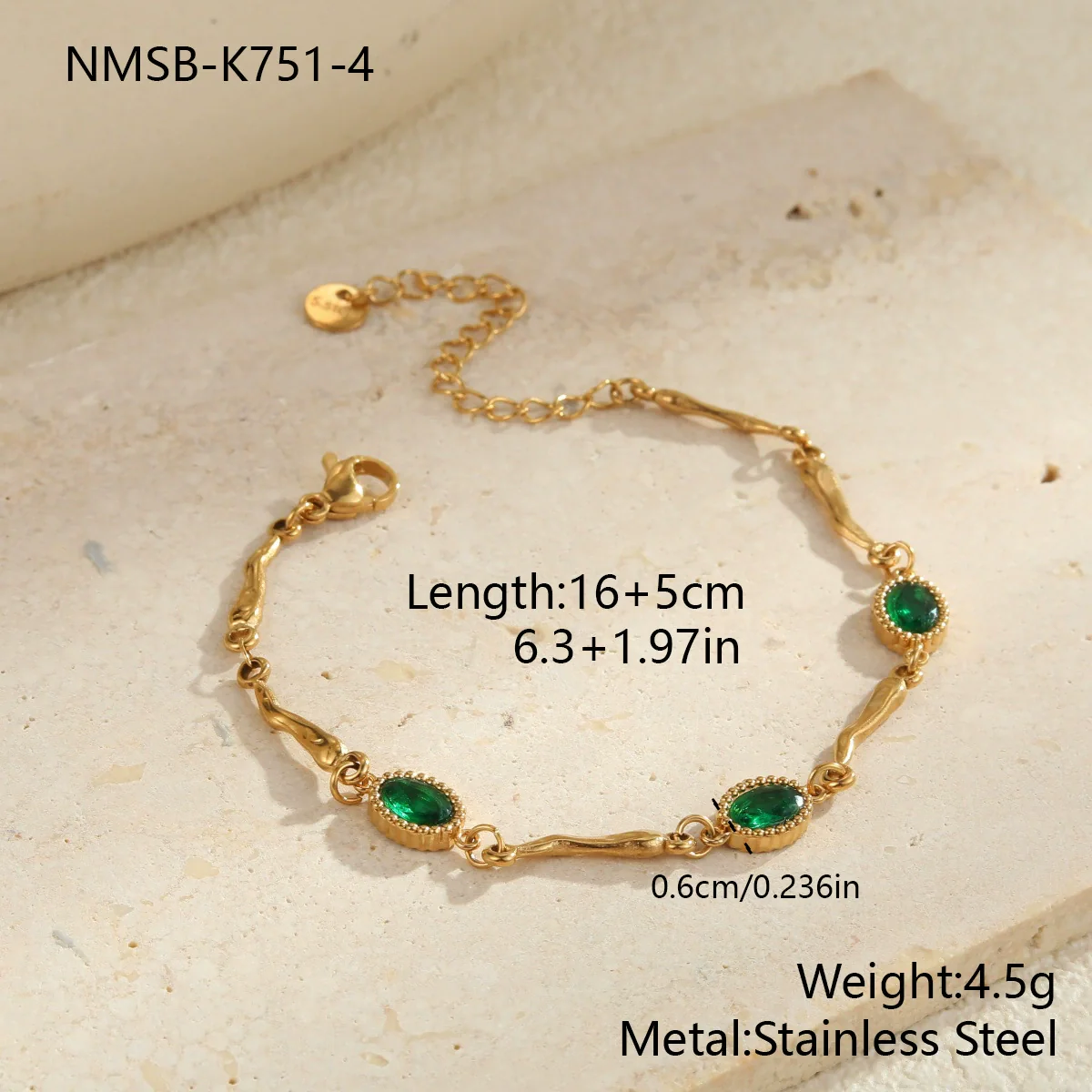 Wholesale Women's Geometric Inlaid Color Zircon 18K Stainless Steel Electroplated Bracelet Light Luxury Highend Jewelry - Image 9