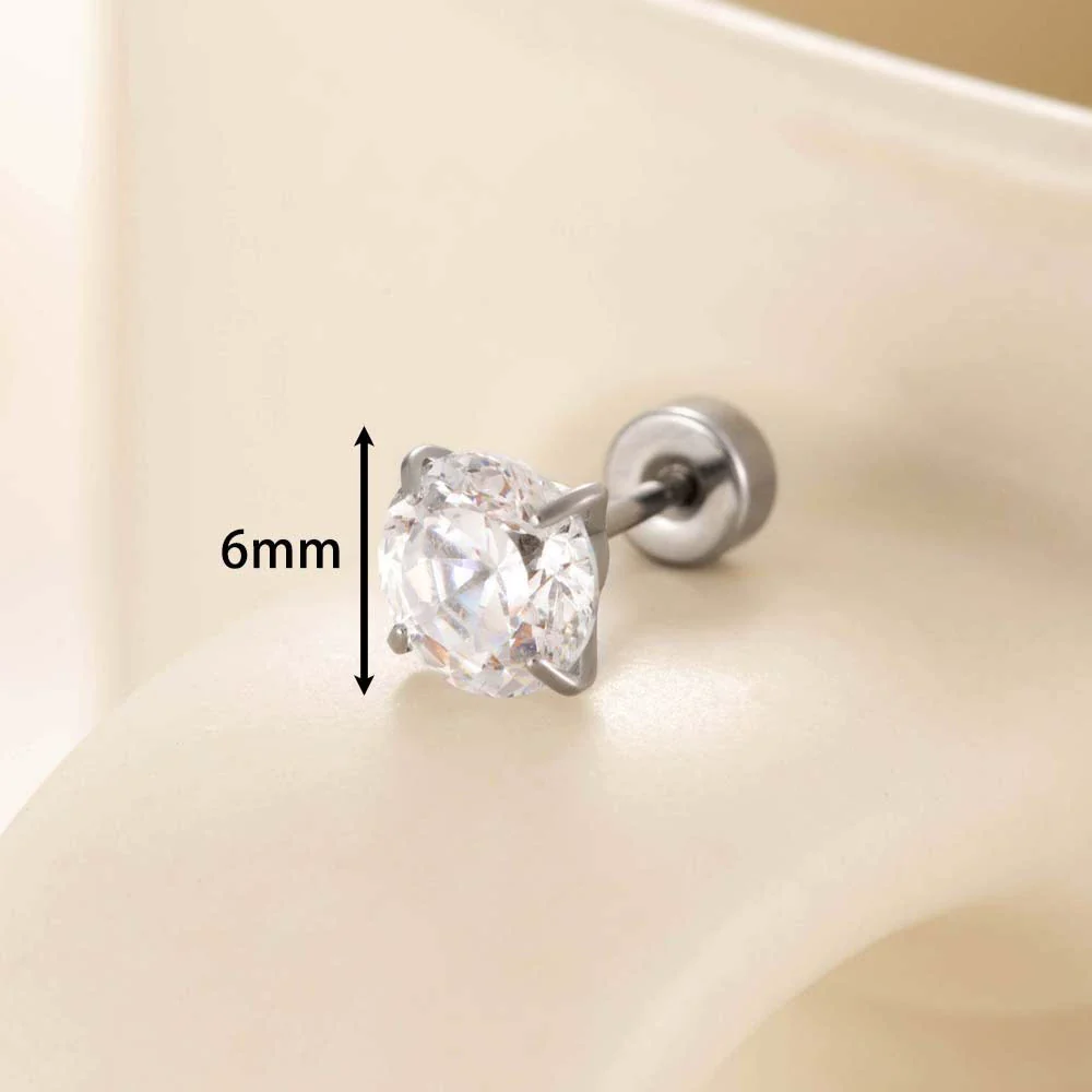 Wholesale Women's Geometric Inlaid Zircon Round Titanium Steel Ear Nails - Image 5