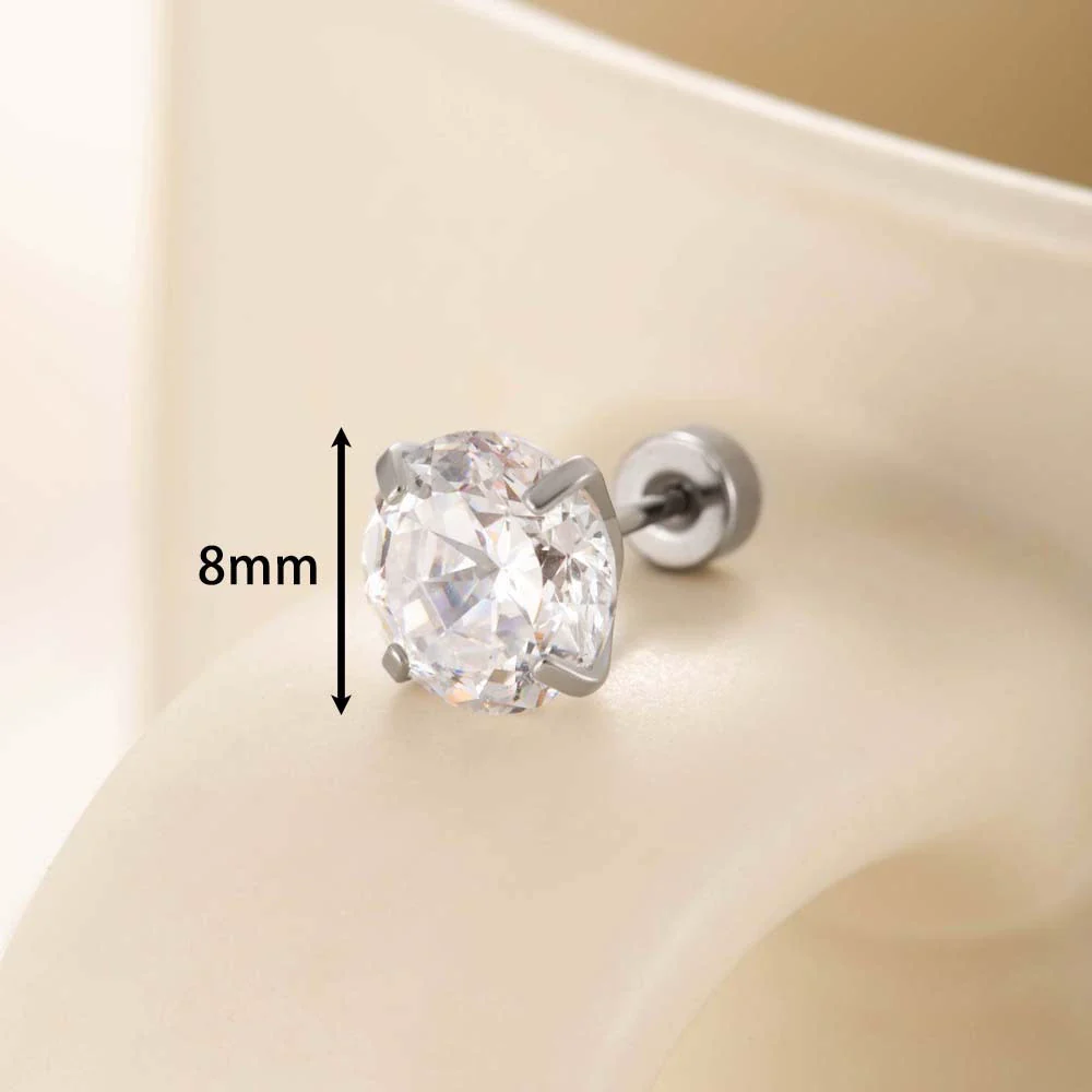 Wholesale Women's Geometric Inlaid Zircon Round Titanium Steel Ear Nails - Image 6