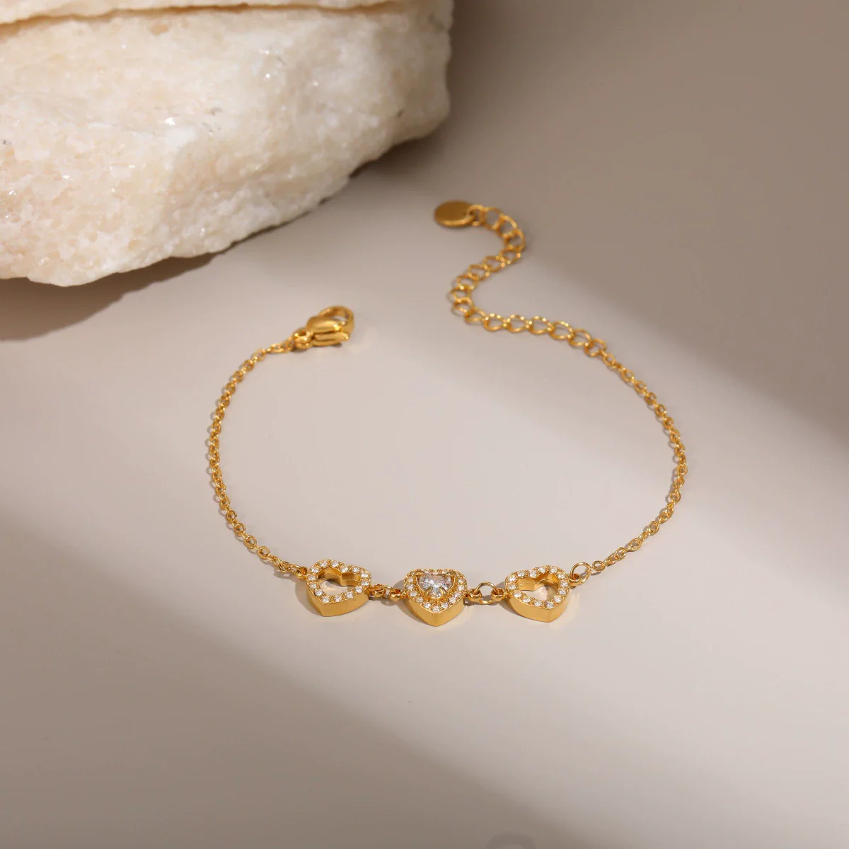 Wholesale Women's Geometric Loveshaped 18K Stainless Steel Diamondencrusted Electroplated Bracelet - Image 4