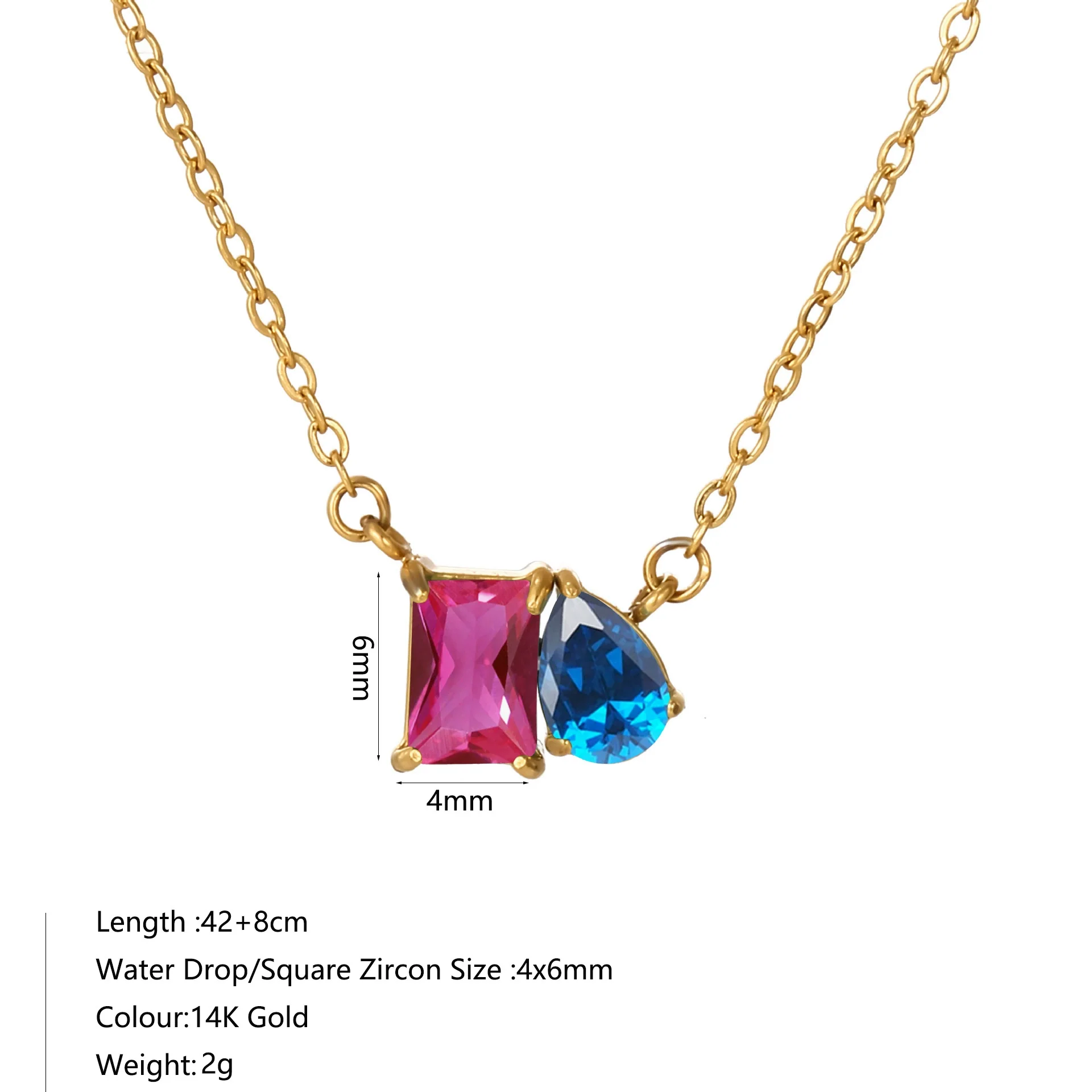 Wholesale Women's Geometric Luxury Stainless Steel Dropshaped Electroplated 14K Goldplated Pendant Necklace With Ochain - Image 12