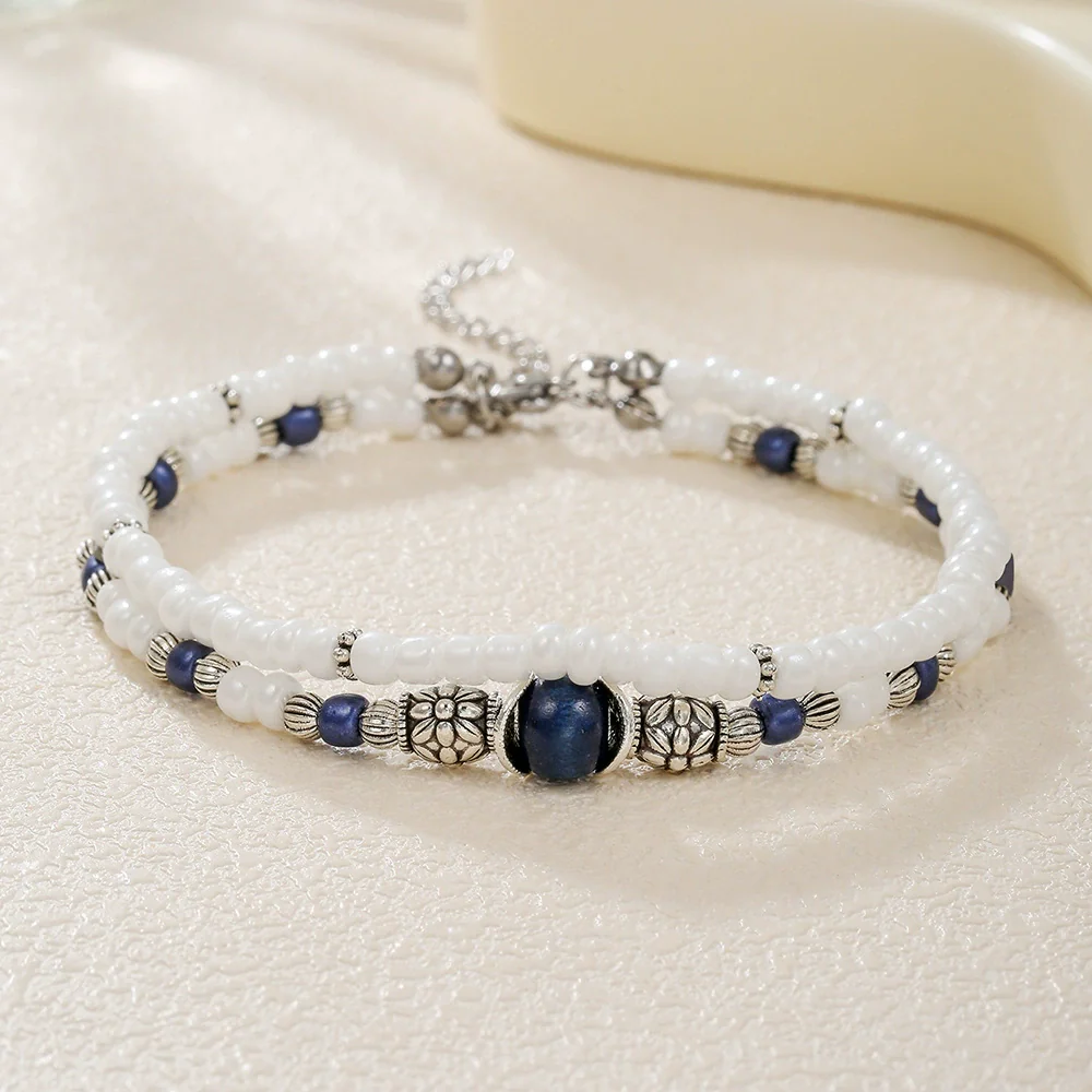 Wholesale Women's Geometric Metal Rice Bead Anklet Hiphop Style - Image 4
