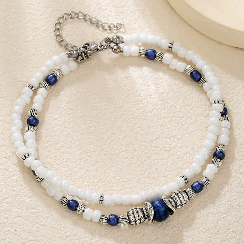 Wholesale Women's Geometric Metal Rice Bead Anklet Hiphop Style - Image 5