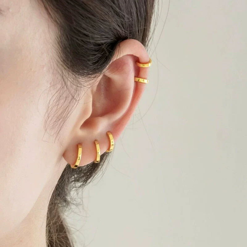 Wholesale Women's Geometric Mini Fashion Earrings Silver Needle Copper Electroplated - Image 4