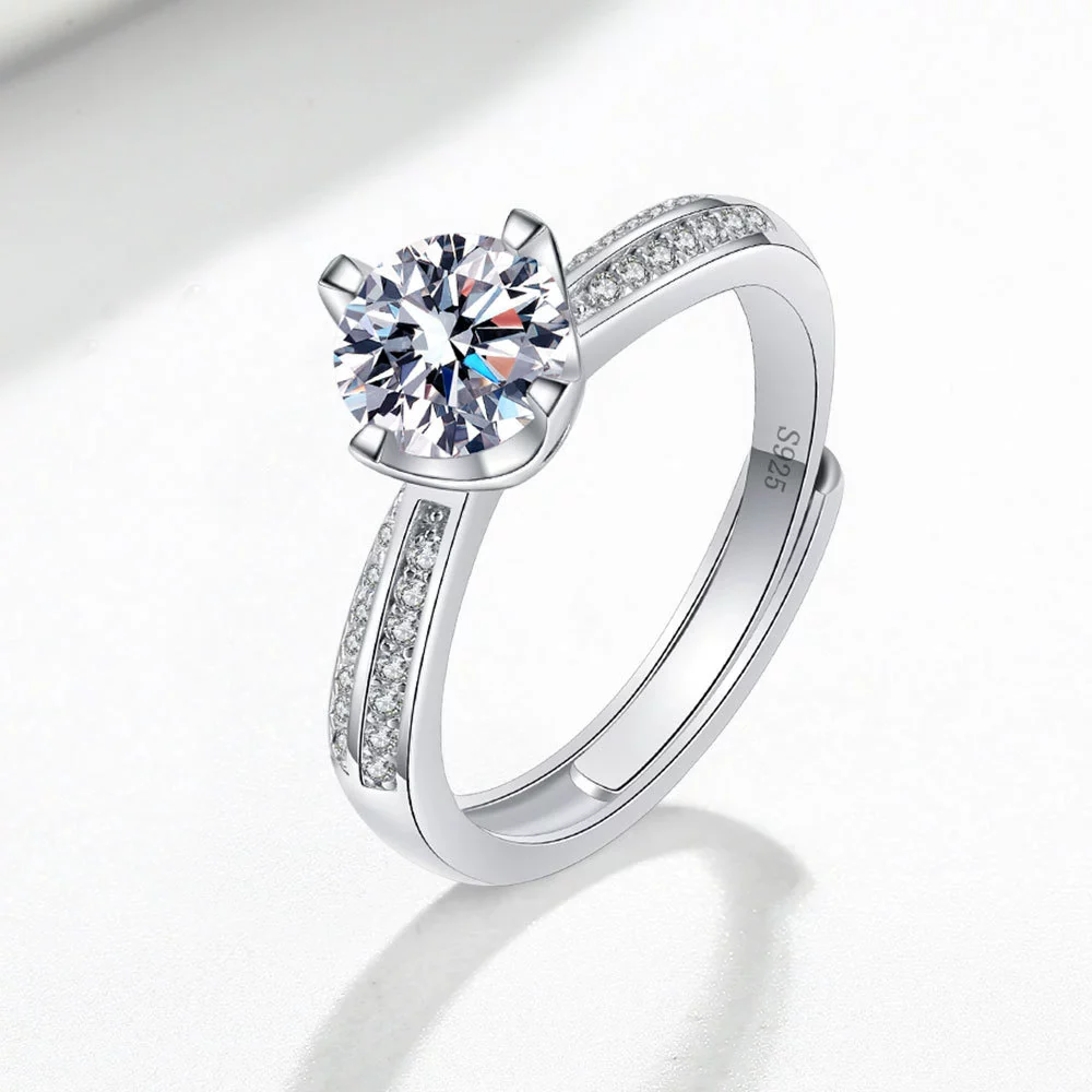 Wholesale Women's Geometric Moissanite S925 Sterling Silver Ring With Electroplating - Image 7