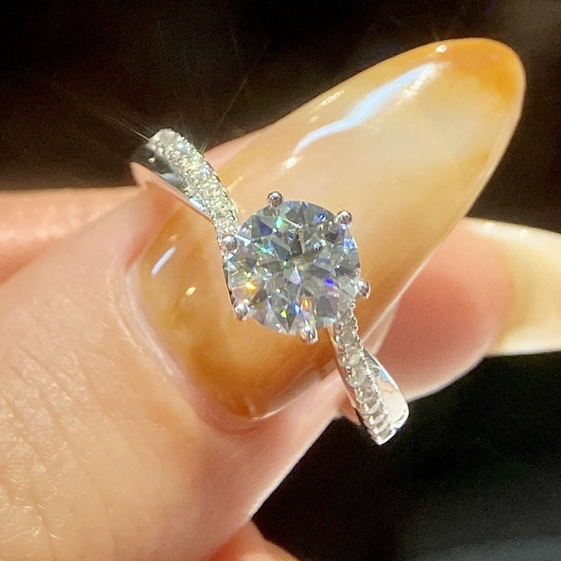 Wholesale Women's Geometric Multicolor Moissanite Ring 925 Silver Electroplated Minimalist Style