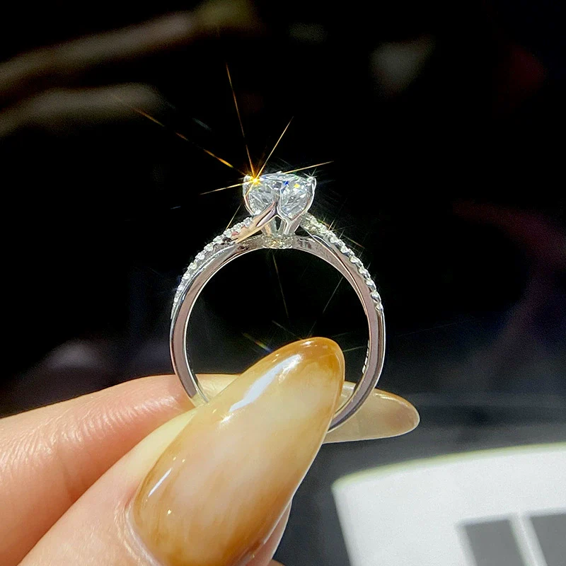 Wholesale Women's Geometric Multicolor Moissanite Ring 925 Silver Electroplated Minimalist Style - Image 3