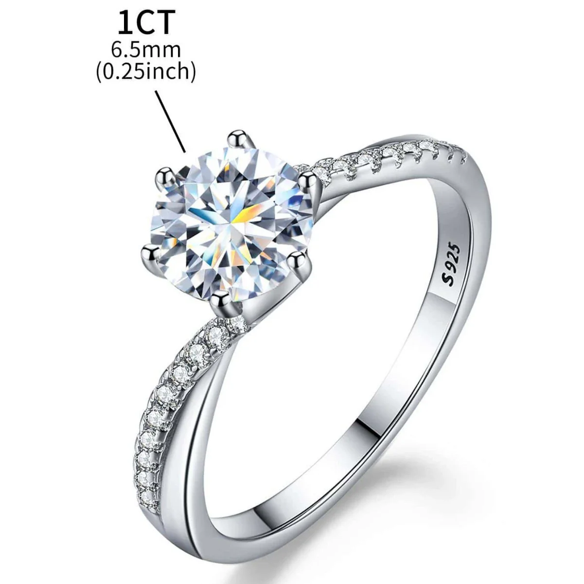 Wholesale Women's Geometric Multicolor Moissanite Ring 925 Silver Electroplated Minimalist Style - Image 4