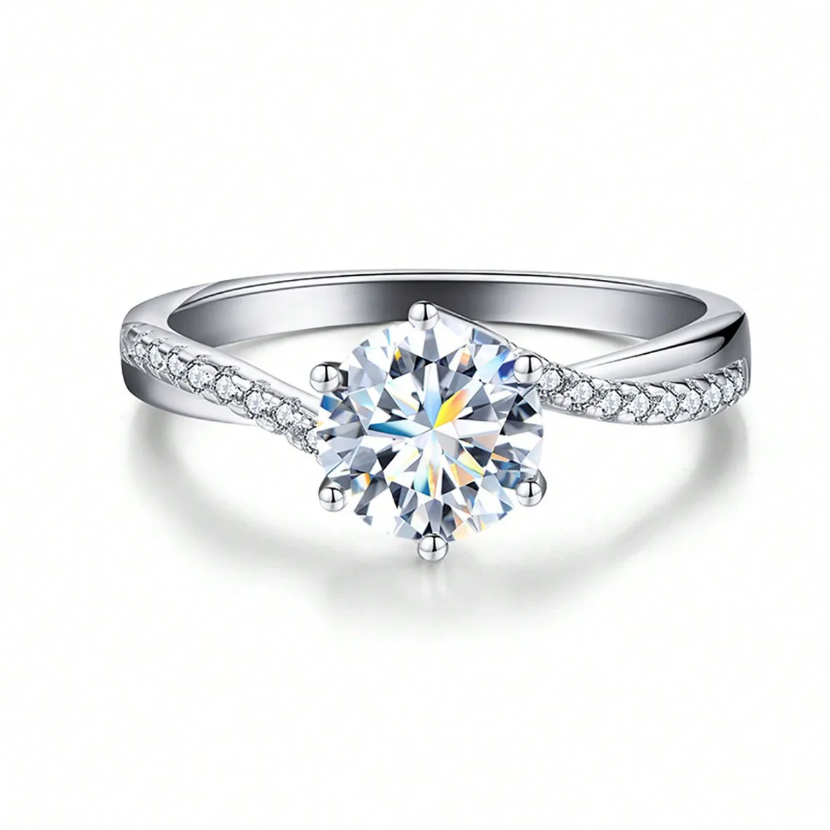 Wholesale Women's Geometric Multicolor Moissanite Ring 925 Silver Electroplated Minimalist Style - Image 5