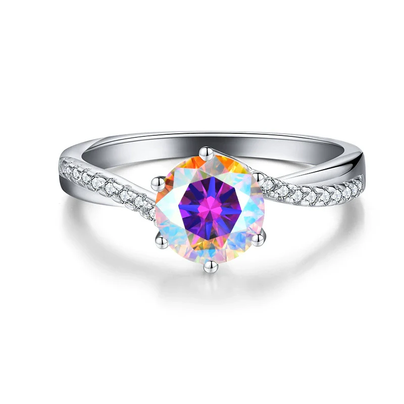 Wholesale Women's Geometric Multicolor Moissanite Ring 925 Silver Electroplated Minimalist Style - Image 7